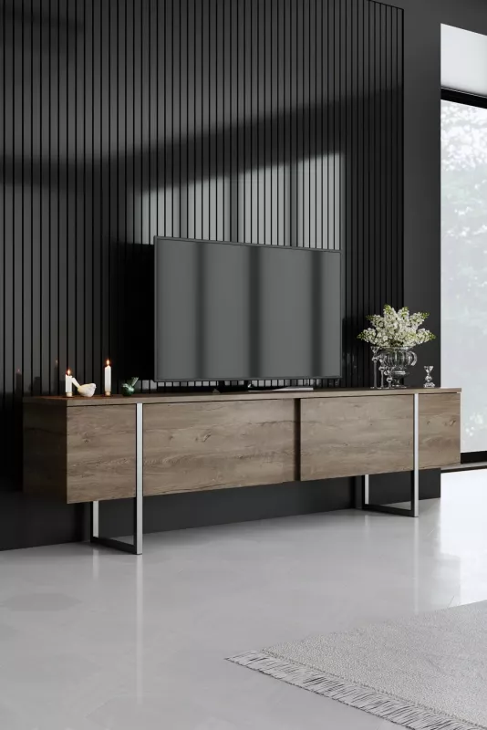Set mobiljesh për dhomë dite, ngjyrë arre dhe argjendi, Hanah Home Luxe