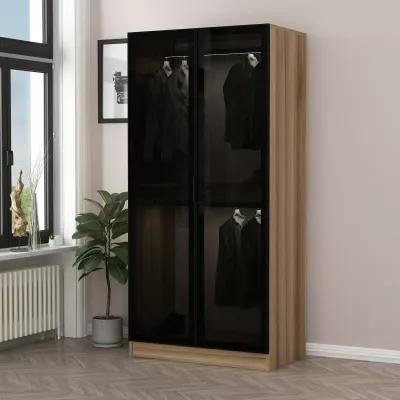 Dollap Hanah Home Kale me xham, ngjyrë gri e errët, 210cm