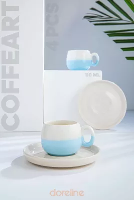 Set filxhanash kafeje (4 copë), Hermia Concept, ngjyrë kaltër, 96-359-3