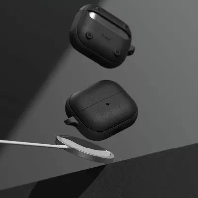 Mbështjellës Ringke Onyx për Samsung Galaxy Buds 3/3 Pro, MagSafe, me karabinë, e zezë