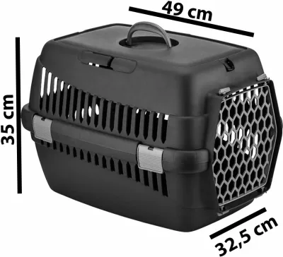 Kuti transporti për kafshë shtëpiake, Paws & Whiskers, 5096-S-1, e zezë/gri