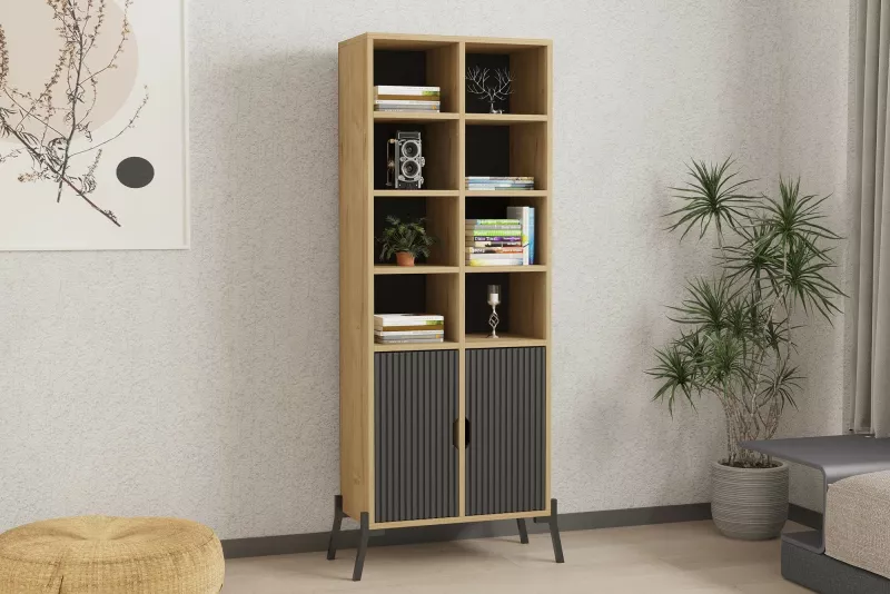 Raft librash Hanah Home, Lido, ngjyrë lis safir dhe antracit