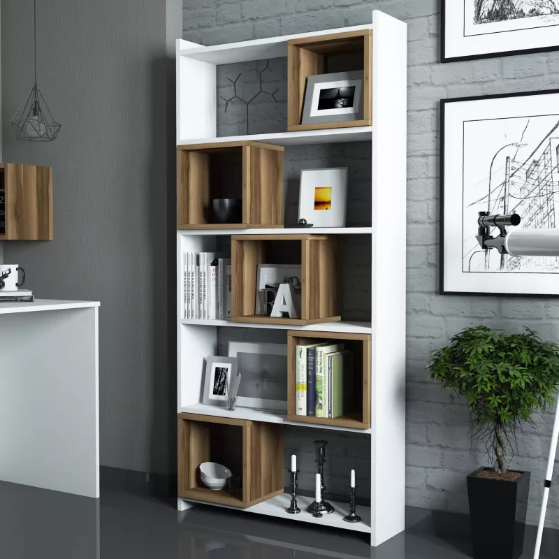 Raft librash Hanah Home, Box, bardhë dhe arre