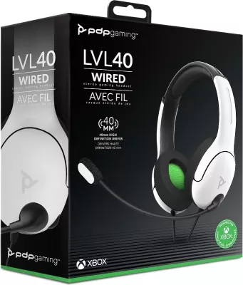 Kufje gaming PDP LVL40 wired stereo për Xbox, të bardha