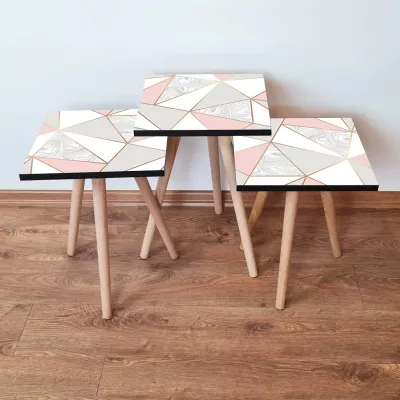 Set tavolina të ndërlidhura, 3 copë, Skye Decor, rozë, 3Shp318