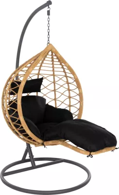 Fole varëse njësh me mbështetëse këmbësh, GRACIE FH5755.02, ratan sintetik, ngjyrë bezhë, kornizë çeliku gri, Φ104x200H cm