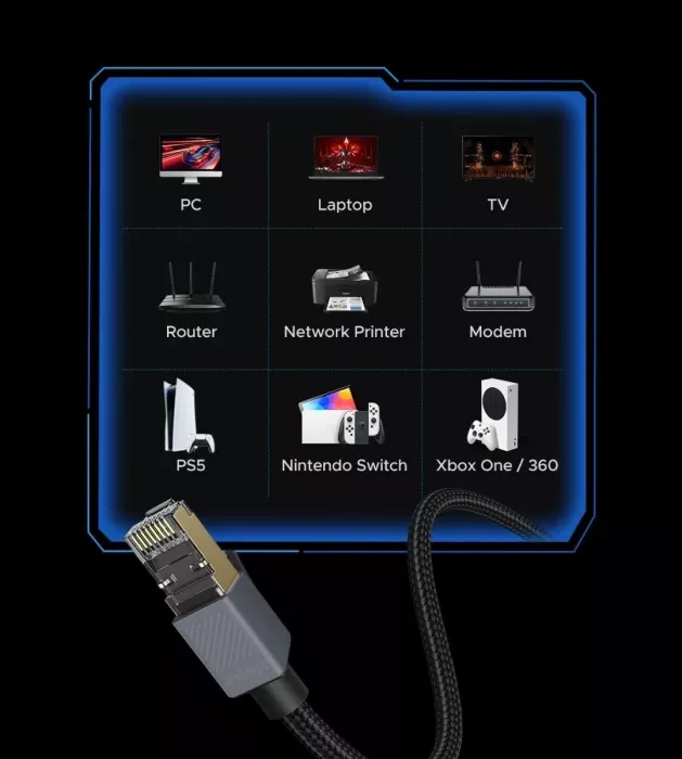 Kabllo rrjeti UGREEN 85629 Cat8 40Gbps 3 m, e gërshetuar, e zezë thumbnail 5
