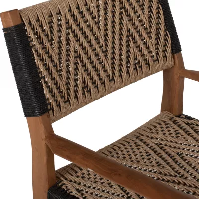 Karrige me krahë për ngrënie, dru teak, litar sintetik, 57x66x86H cm, FH9383.01