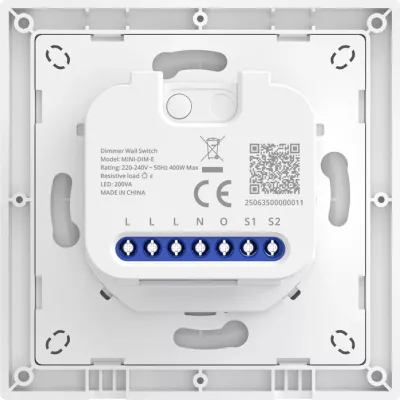 switch/dimer muri smart WiFi Sonoff MINI-DIM-E (Orb-DIM), Matter, 0-100% dimming, max 400W, 86x86mm, i bardhë, set