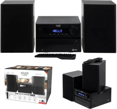 Mini tower HI-FI Adler AD 1917 me Bluetooth, CD, USB, FM Radio, e zezë