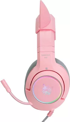 Kufje gaming ONIKUMA K9 me mikrofon, RGB, 3.5mm, Rozë, me veshë maceje