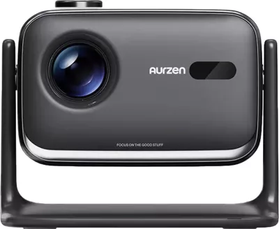 Projektor mini Aurzen BOOM mini, Full HD 1080p, Google TV, 500 ANSI, 20W Dolby Audio, 2GB/16GB, set me çantë, gri/e zezë