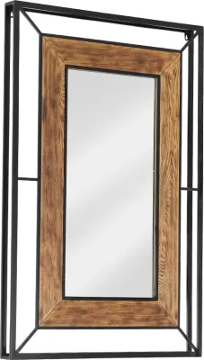 Pasqyrë Mistras, dru natyral, metal i zi, 80x120cm