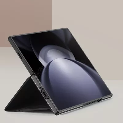 Mbështjellës Dux Ducis Brill për Samsung Galaxy Z Fold 6, me kapëse magnetike, xhep për kartë, eko-lëkurë, i zi