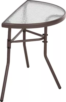 Tavolinë gjysmë rrethore LIMA, metalike, ngjyrë kafe, me sipërfaqe xhami, FH5967.02, 70x40x64,5H cm