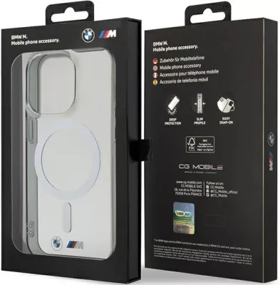 Mbështjellës BMW Silver Ring MagSafe për iPhone 14 Pro 6.1", Transparent