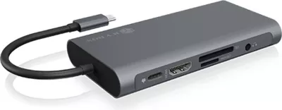 Docking Station RaidSonic ICY BOX IB-DK4040-CPD, USB 3.2 Gen 1 Type-C, 100 W, Anthracite, Black