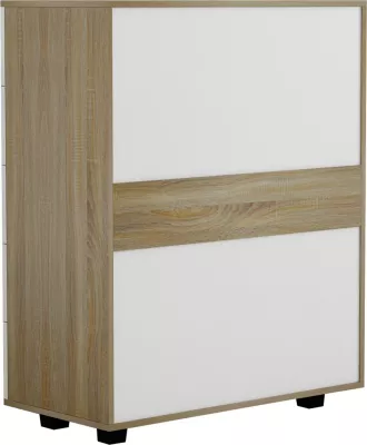 Komodinë melamine THORG FH8995.04 me 5 sirtarë, Sonama-Bardhë, 80Χ40Χ100H cm