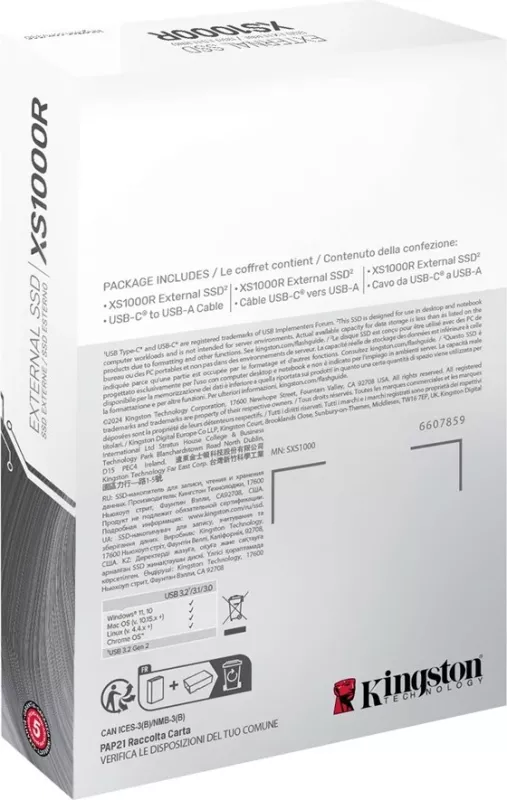 Disk i jashtëm SSD Kingston XS1000, 1TB, USB 3.2 Gen 2, Kuq