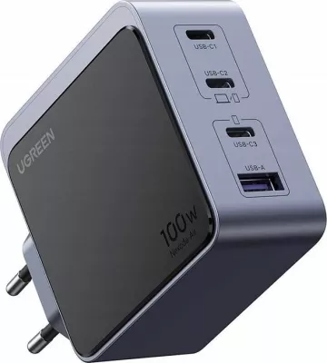 Karikues Ugreen Nexode Air 35043 100W 3x USB-C + 1x USB-A, pa kabllo, gri