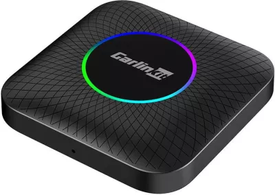Adapter wireless për makinë Carlinkit TBOX PLUS LED, 4GB RAM, 64GB ROM, Apple CarPlay/Android Auto, i zi