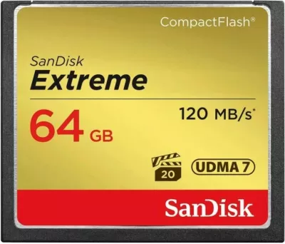 Kartelë memorie CompactFlash SanDisk Extreme SDCFXSB-064G-G46 64GB UDMA 7 VPG-20 120/85 MB/s, e zezë