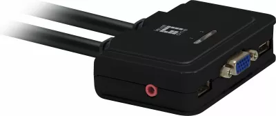 Switch LevelOne KVM-0223, 2-Port USB VGA, mbështetje audio, 2048 x 1536 pixels, e zezë