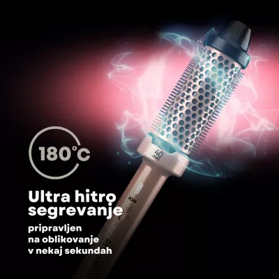Brushë ngrohëse për stilim flokësh Revamp BR-1400AGD 40 mm ceramic 180°C ionic, rozë ari