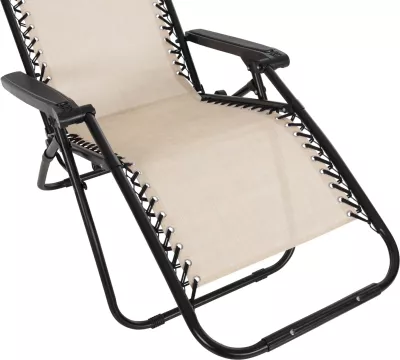 Karrige relaks COMPANION HM5095.12, metal i zi + textilene bezhë, 67x145x110H cm