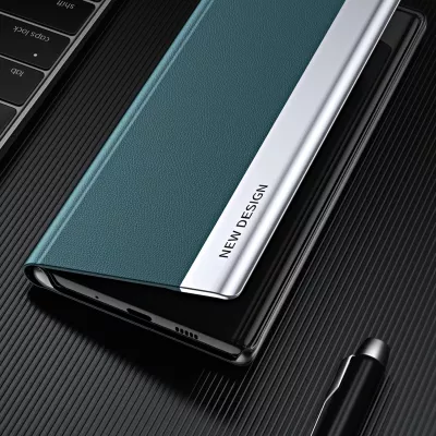 Mbështjellës Hurtel Sleep Case Pro për Xiaomi Redmi 11A / Poco C55 / Redmi 12C, me kapak dhe mbajtëse, e zezë