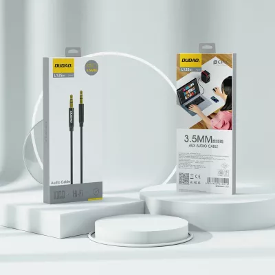 Kabllo audio AUX Dudao L12S, 1m, mini jack 3.5mm, e zezë