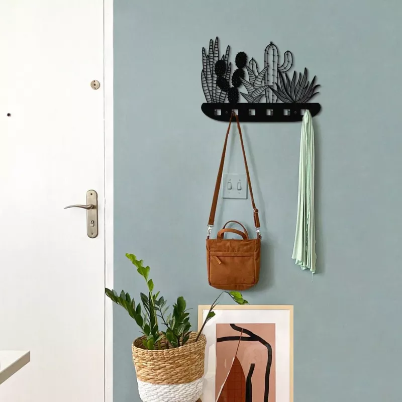 Varëse muri Aberto Design, model kaktusi, metalike, e zezë, APT612