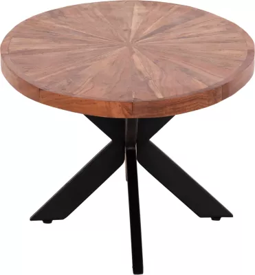 Tavolinë kafeje ovale Montana Superior, dru akacie natyrale, këmbë metalike të zeza, 120x61x45cm
