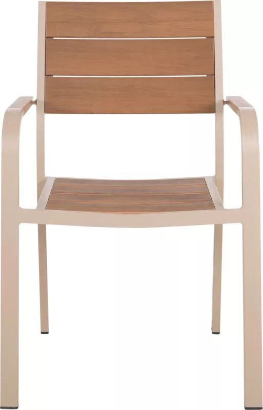 Karrige alumini SAGA FH5127.04, ngjyrë shampanjë, me ulëse dhe mbështetëse polywood, 55x52x86H cm