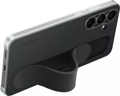 Mbështjellës Samsung Standing Grip Cover për Galaxy S25 FE, silikon, zi