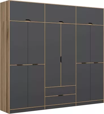 Dollap rrobash Skye Decor Elina, anthracite dhe dore, 277x253x52 cm