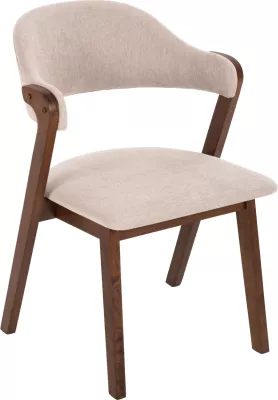 Karrige për ngrënie RIDER FH9734.02 dru gome ngjyrë arre-stof ecru 59x59x83Hcm., set prej 2 copë