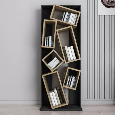 Raft librash Hanah Home, Carmen, ngjyrë e zezë dhe lis