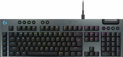 Tastierë gaming mekanike Logitech G915 X GL Tactile, full-size 100%, USB e lidhun, RGB, US INTL, e zezë