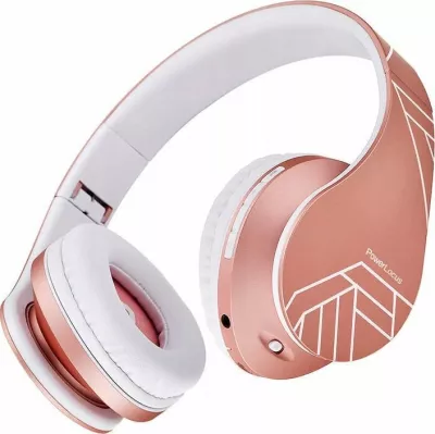 Kufje PowerLocus P2, Bluetooth 5.3, me mikrofon, 15-20 orë bateri, slot microSD, Pink-Rose Gold