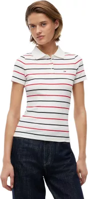 Maicë polo Tommy Hilfiger Jeans DW0DW22327 për femra, e bardhë [Madhësia: S]