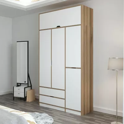Dollap rrobash Skye Decor, Elina, bardhë-dore, 140x253x52cm