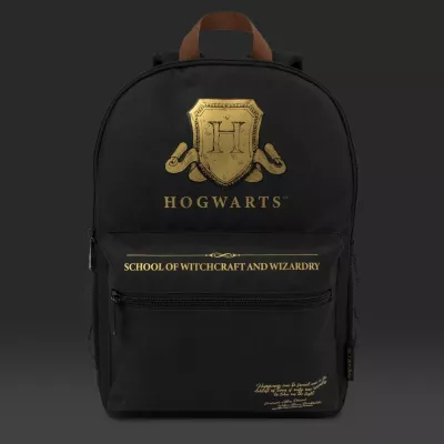 Çantë shpine BLUE SKY Harry Potter Core "Hogwarts Shield", me xhep përpara me zinxhir dhe 2 xhepa anësorë rrjetë, e zezë