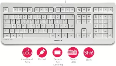 Tastierë Cherry KC 1000 me kabllo, CH layout, bardhë/gri