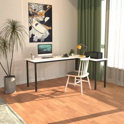Tavolinë pune Hanah Home, Viva L, e zezë dhe e bardhë