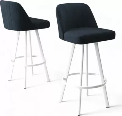 Set karrigesh për bar (4 copë), Hanah Home, Atex, antracit, e bardhë