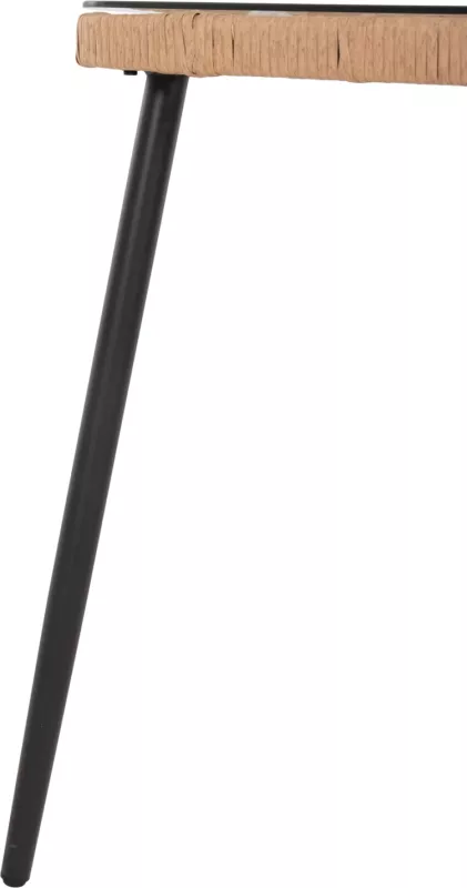 Tavolinë drejtkëndore për ngrënie, ALLEGRA, FH5537.11, metal i zi, ratan natyral, 139,5x79,5x73H cm