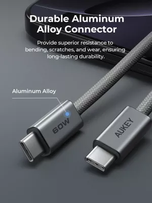 Kabllo USB-C në USB-C Aukey CB-DCC061 1 m 60W, gri