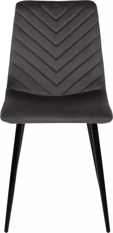 Karrige për ngrënie LATRELL FH8587.01 kadife gri & këmbë metali të zeza 43x54x88Hcm., set prej 4 copë
