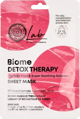 Maskë për fytyrë për femra Natura Siberica Lab Biome Detox Therapy Cleansing and Smoothing Sheet Mask, 25g
